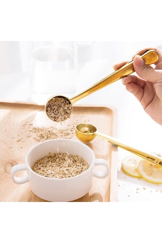 Buffer Mandallı Kahve Ölçü Kaşığı Gold Çok Fonksiyonlu Paslanmaz Çelik Kaşık 11