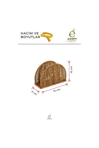 Yuvarlak Rattan Görünümlü Peçetelik Hasır Dokulu Masaüstü Peçete Standı Dekoratif Mutfak Organizer Kahverengi