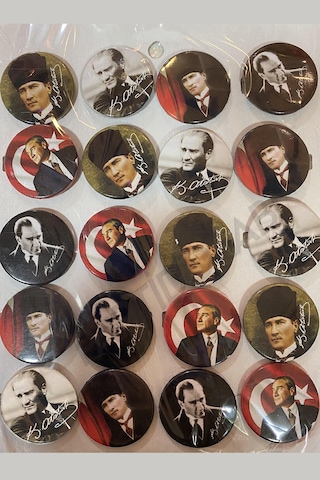 20 Adet 23 Nisan Mustafa Kemal Atatürk Yaka Rozeti 23 Nisan 19 Mayıs Okul Çocuk Yetişkin Rozet Tüm Yaşlar