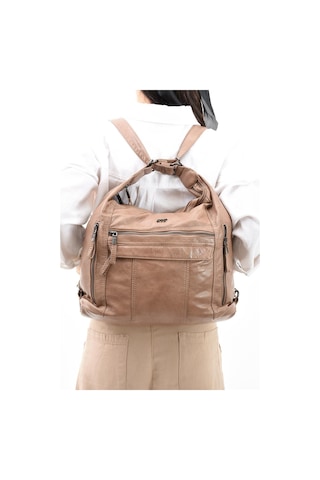 571 Collections Suni Deri Yumuşak Dokumalı Sırt Omuz Çantası Vizon Model: 571-11-13b - Vizon