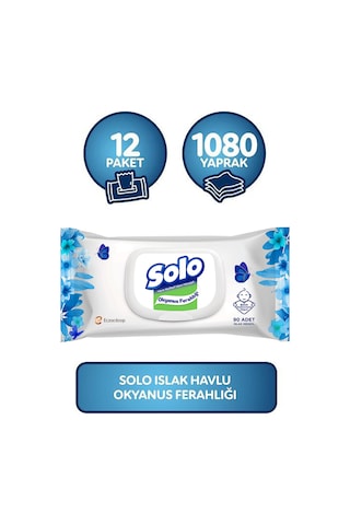 Solo Okyanus Ferahlığı Islak Havlu Mendil 12 X 90'Lı