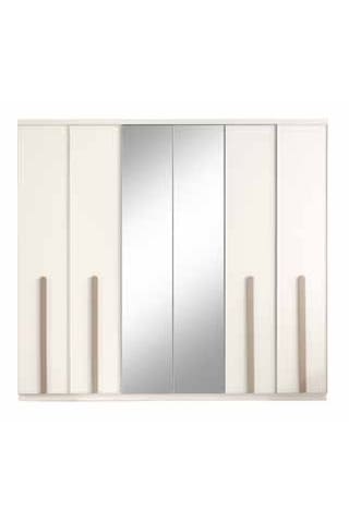 Verda Tamamı Mdf 6 Membranlı Kapaklı Reflekte Camlı Gardırop Dolap Beyaz