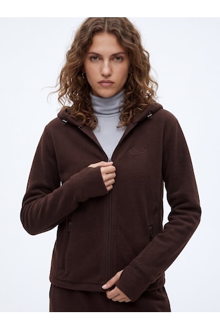 Ltb Regular Fit Fermuarlı Polar Kahverengi Sweatshırt