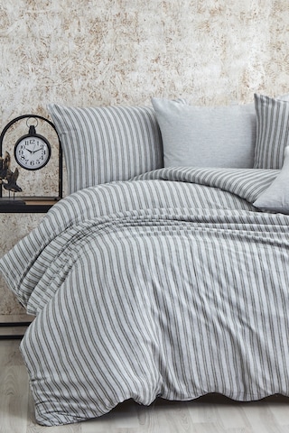 BonjardinHome Soft Keten Nevresim Takımı Çift Kişilik Gri