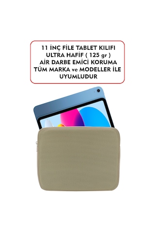 Dada Ultra Hafif 125gr Vizon Renk File Tablet Kılıfı 10"-11" inç Air Darbe Emici Korumalı Unisex