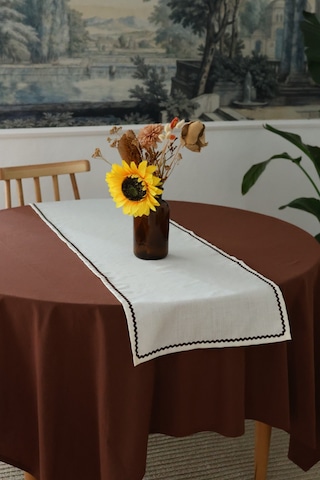 Yakacihome Ziggy Duck Keten Yıkanabilir Leke Tutmaz Acı Kahve Su Taşı Biyeli Runner 40x140 Cm Kahve - Krem