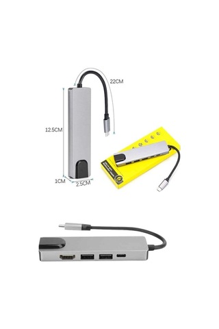 Usb Type-c Hub Dönüştürücü Çevirici Çoklayıcı Apple MacBook Uyumlu,Çevirici 8 Portlu Çok renkli