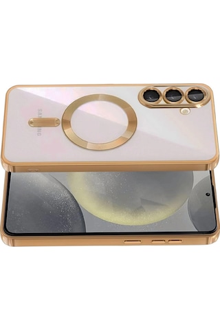 Samsung Galaxy S26 Plus Uyumlu Kılıf Kamera Lens Koruyuculu Magsafe Özellikli Telefon Kılıfı Kapak Çöl Titanyum