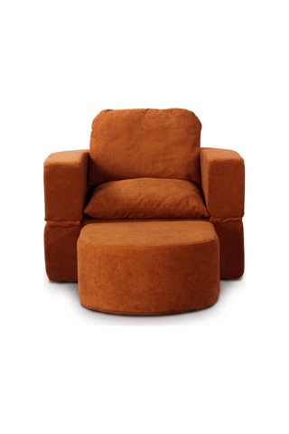 Homedius Sofa Bed Katlanır Yatak Olabilen Berjer Koltuk Puf Seti Kiremit