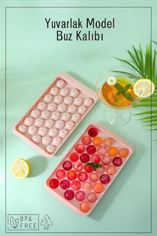 33 Bölmeli Yuvarlak Buz Kalıbı - Pembe Pembe