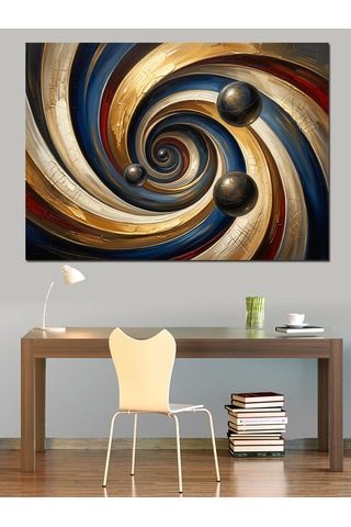 Altın Ve Siyah Spiral Girdap Dekoratif Kanvas - Mdf Ahşap Tablo