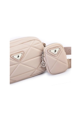 Nas Bag Kadın Mini Spor Kapitone Mini Cüzdanlı Çapraz Çanta Kum Kum - Bej