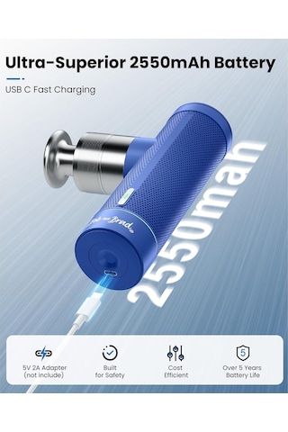 Bob And Brad A7 Mini Masaj Tabancası, 11mm Derin Doku Masajı, Usb-c Hızlı Şarj, 5 Hız Seviyesi