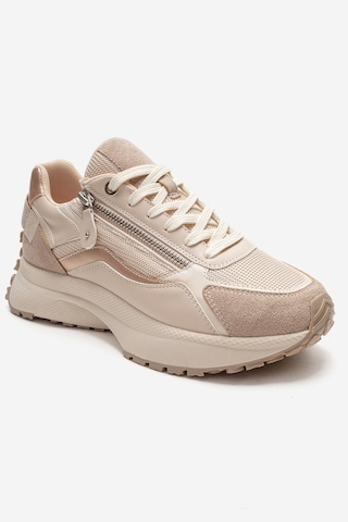 Luvishoes Rocca Bej Rose Fermuar Detaylı Kadın Sneaker Bej - Pudra