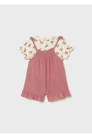 Mayoral Kız Bebek Şort Salopet Set Pembe
