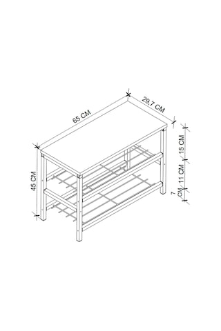 Dekoratif 2 Raflı Ayakkabılık Tel Raflı Ayakkabılık Metal Ayakkabılık Promet Safir Meşe