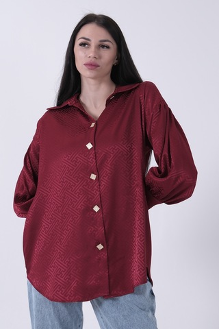 Feminist Bordo Üzeri Desenli Gold Düğme Detaylı Tunik 45951993.04 Bordo