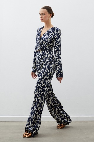 Sateen Desenli Saten Tulum - Lacivert