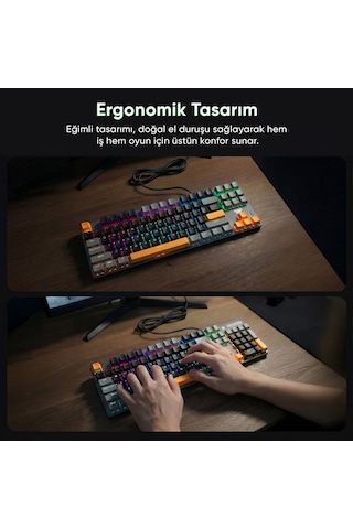 Aula S500 Blue Switch Rgb Makrolu Kablolu Gaming Mekanik Oyuncu Klavyesi Sarı