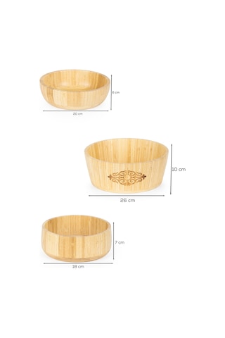 Porsima 3lü Doğal Bambu Salata Kasesi Seti Bambu