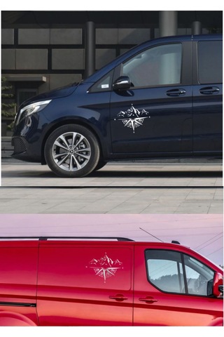 Pusula Ve Dağ Sticker - Araba Oto Motosiklet Karavan Cam Sticker - 00048 40x33 Cm