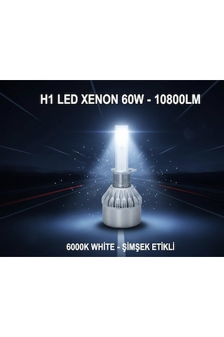 H1 Led Xenon Beyaz Far Ampulü 60w 10800lm 6000k Şimşek Etkili S-line Çiftli Set