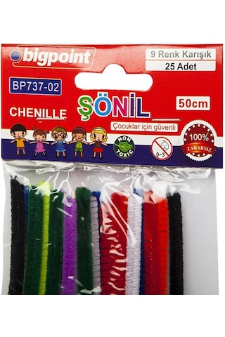 9 Farklı Renkte Bigpoint Marka Şönil 50 Cm 25'Li Poşet