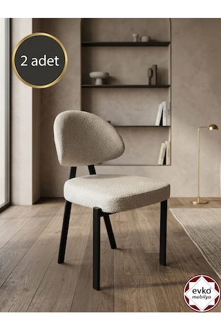 Evko Mobilya Damla Sandalye, Mutfak Salon Sandalyesi, 2 Adet Sandalye, Metal Sandalye, Yemek Sandalyesi, Otel Cafe Restoran Sandalyesi Krem