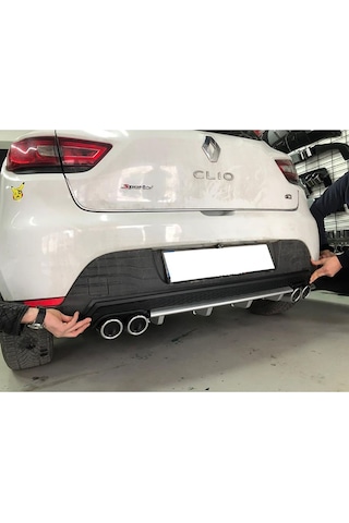 Renault Clio Mk4 Siyah Difüzör Çiftli Kare Egzoz Görünümlü D Tip Difizör 2012-2019