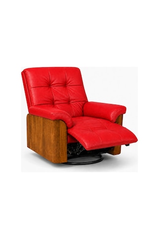 Smarto Relax Berlin Elektrikli Döner Sallanan Tv Koltuğu Kontrol Panelli Ergonomik Kırmızı Deri Baba Koltuğu
