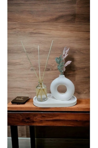 Tepsili Minimal Halka Vazo Ve Vanilya Oda Koku Seti Çok Renkli