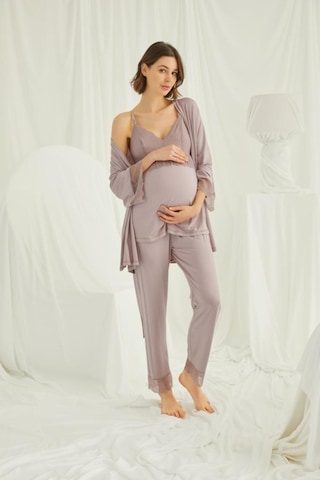 Monamise 18431 Vizon Hamile Lohusa 3 Lü Pijama Sabahlık Tk 001