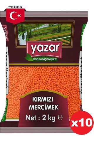 Yazar Yerli Kırmızı Mercimek 10 x 2 KG