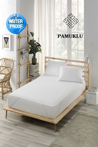 Mona Verde Sıvı Geçirmez Alez Pamuklu 4 Köşe Lastikli Çift Kişilik Tek Kişilik Bebek Alezi Su Yatak Koruyucu MNVKLKL00 Beyaz