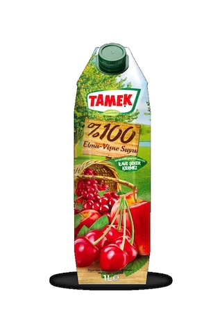 Tamek %100 Vişne - Elma Suyu 1 Lt X 6 Adet