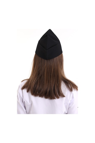 Siyah Aşçı Kayık Kep - Unisex-Standart-Tek Parça