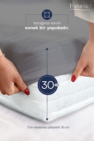 Formeya Pamukkale Gri Mikro Fitted Sıvı Geçirmez Yatak Koruyucu  TekKişilik  Alez