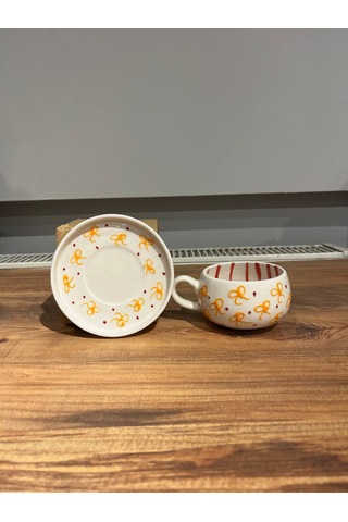 Sarı Fiyonk Seramik Kupa, Mug, Double Türk Kahvesi Filtre Kahve