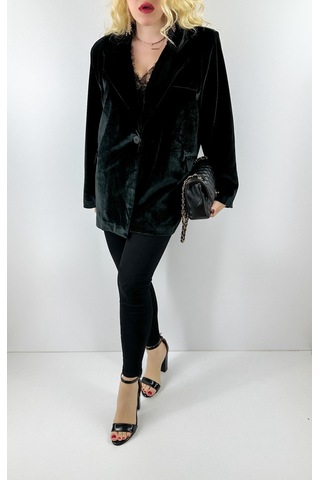 Modaonna Siyah Kadife Oversize Ceket Siyah