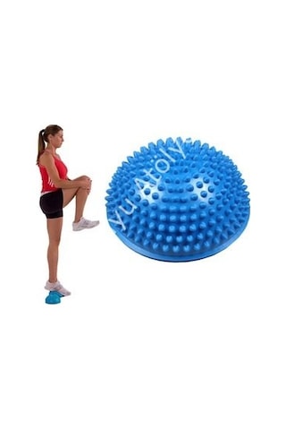 Pilates Yoga Dikenli Yarım Küre Denge Dikenli Duyu Topu Mavi16 CM