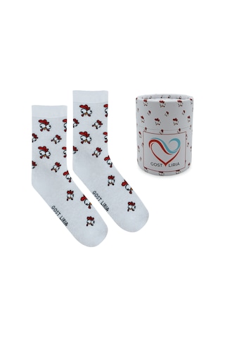 Gost Liria Chicken Socks Desenli Unisex Soket Çorap Beyaz
