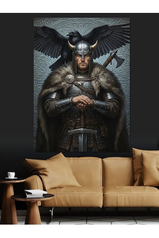 Vahşi Vikingli Savaşçı Dekoratif Kanvas - Mdf Ahşap Tablo