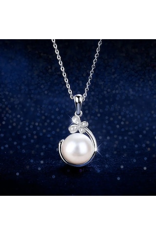 Çiçek İnci Takı Seti Gümüş, Yeni Yıl Hediye, Ahşap Kutu İçerisinde Gümüş