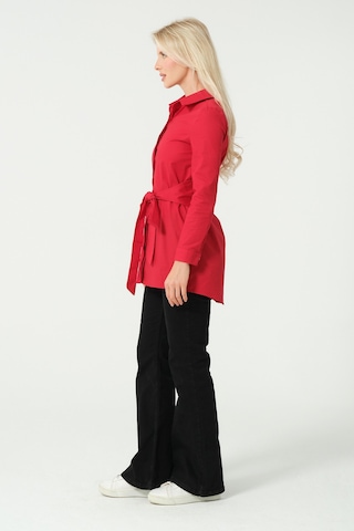 Bağcık Detay Tunik Gömlek Kırmızı