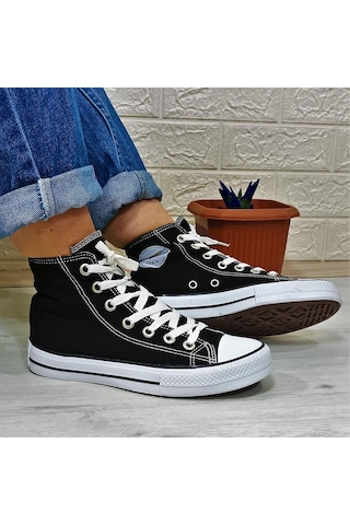 Fiyra 555 Siyah-beyaz Uzun Unisex Sneaker Keten Spor Ayakkabı 001