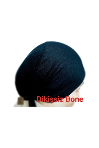 Dikişsiz Bone Düz Fırfırsız İç Bone Tesettür Hijab Siyah Önü Dikişsiz Pamuklu Çok Renkli