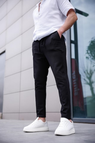 Erkek Siyah Renk Likralı Kumaş Jogger Pantolon-1760 Siyah