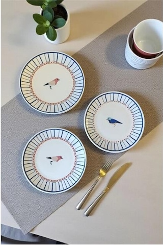Akayev Porselen Birdy 6'lı Pasta Takımı Beyaz