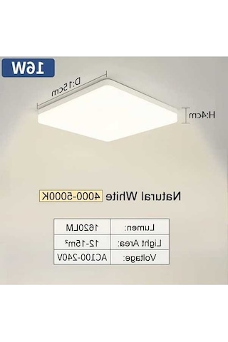 Fastbuy Ming&ben 16w Led Tavan Lambası, Nötr Işık, 15cm, Kompakt İç Mekan, 110-240v, Mutfak/salon Nötr Işık