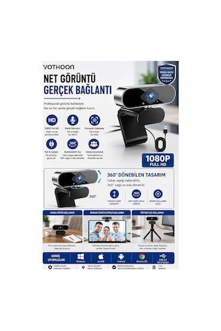 Webcam Orjınal 1080p Hd Konferans Kamera Dahili Mikrofon Görüntülü Sohbet Yayın Kamerası Hd Video Ae